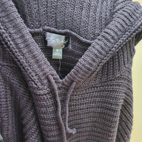 Say What Ribbed Bodycon Stretchy Sweater Dress With Hood Size S NWT - Picture 10 of 10